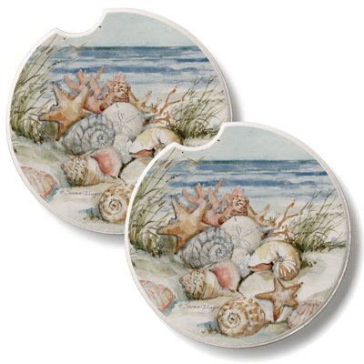Coastal Sanctuary  2 Pack Absorbent Stone Car Coasters