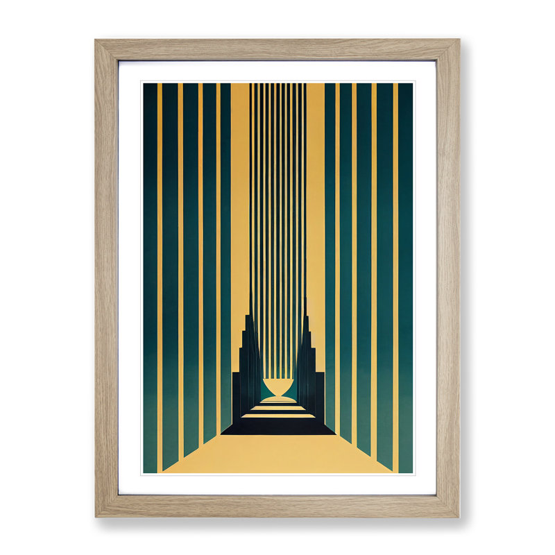 Art Deco Architecture No.1 Skyscraper - Single Picture Frame Print, 34cm H x 25cm W x 2cm D, Oak Framed