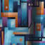 Rideau abstrait géométrique mauve et bleu - 1 panneau-107536175