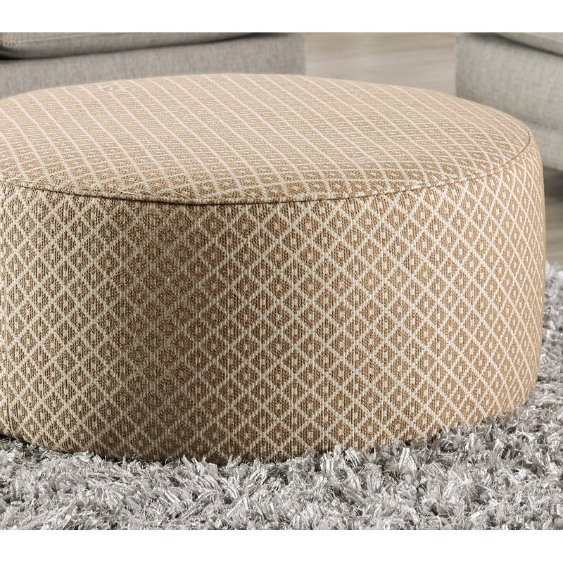 Repose-pieds de style transitionnel avec garniture Welt et finition dorée et grise