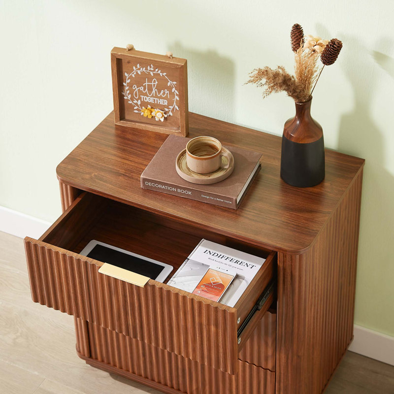 Ensemble de table de chevet moderne à 3 tiroirs avec motif ondulé
