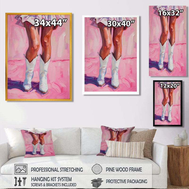 Décoration murale danseuse dans les rues d'Austin - Cowgirls, Toile avec cadre flottant noir, H 40 po x l 30 po x P 1,5 po