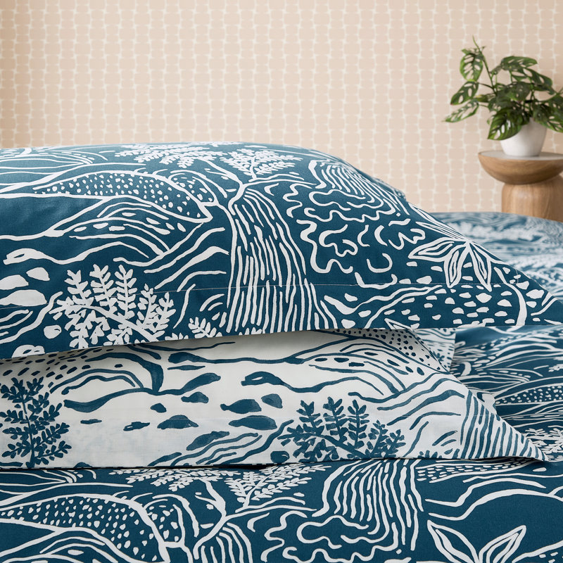 Falling Foss Cotton Abstract Duvet Cover Set with Pillowcases, Kingsize Duvet Cover  + 2 Pillowcases