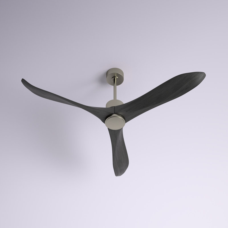 Ventilateur de plafond à 3 pales en bois massif avec télécommande Wivenhoe, 60 po de largeur, Nickel brossé / gris chêne