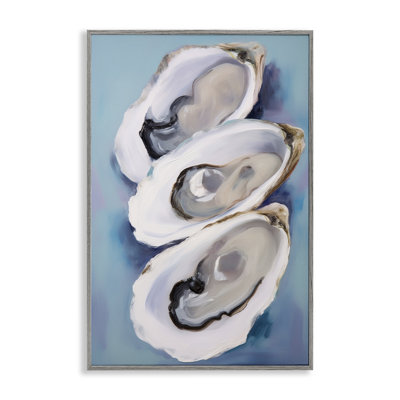Three Oyster Shells Framed Giclee Art by Petal Prints Design