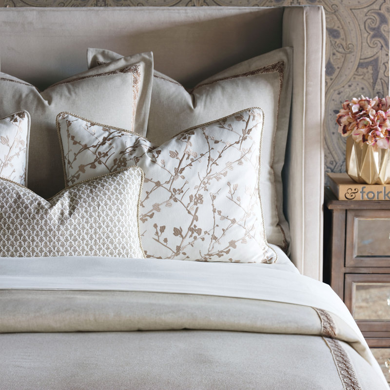 Full Size Beige Cotton Duvet Cover Set with Shams and Pillow