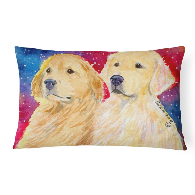 Golden Retriever Outdoor Reversible Throw Pillow