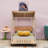 Wooden Car-Shaped Bed With LED Headlights And Backrest-1321710454