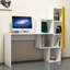 Bureau d'étude moderne avec bibliothèque, blanc et jaune, 57,1 po x 29,5 po x 17,7 po | 100% panneau de particules enduit de mélamine, épaisseur: 0,7 pouce | Nombreuses tablettes, fixation murale, élégante et fonctionnelle pour le bureau à domicile-1527628251