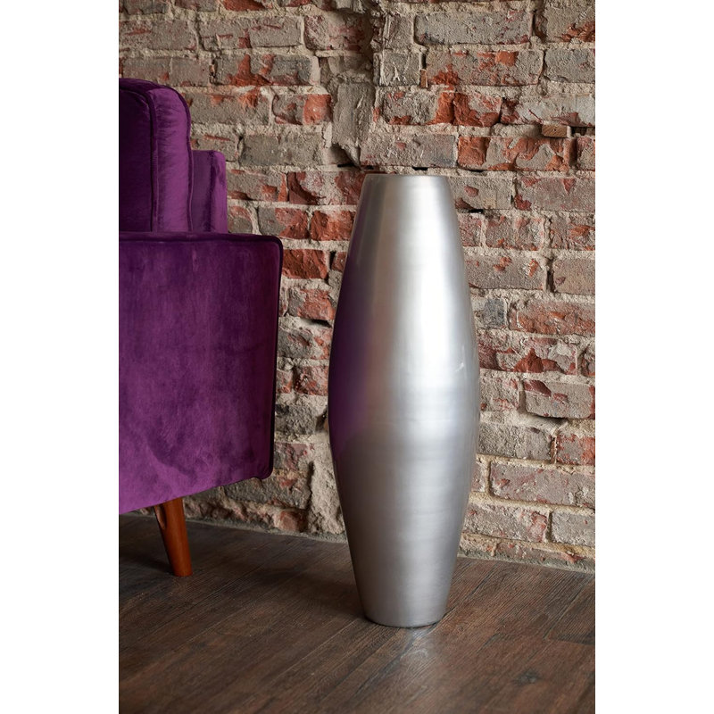 Vase de plancher en bambou Kolo, Argent, H 47 po x l 13 po x P 13 po