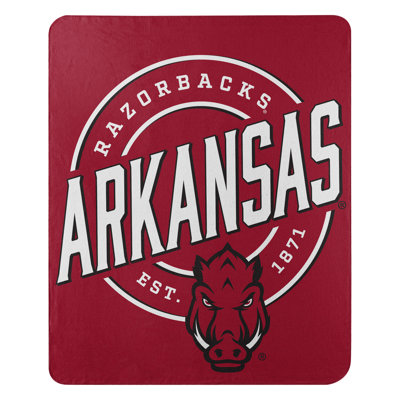 Northwest Ncaa Arkansas Fleece Throw Blanket, College Sports Fan Decor, 50x60 Inches In White;cherry