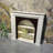 Beige + Black Solid Wood Freestanding Fireplace
