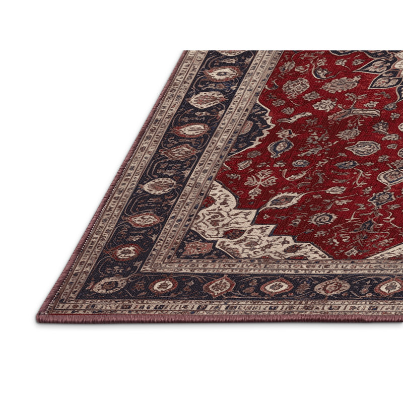 Machine Washable Persian Brown Area Rug, Rectangle 5' x 8'