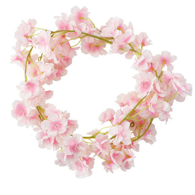 10PCS 59FT Artificial Silk Cherry Blossom Garland, Hanging Sakura Flower Vines For Wedding Party Home Arch Office Sakura Decor (Light Pink)