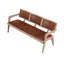 Mid-Century Woven Leather Arm Bench Weathered Natural