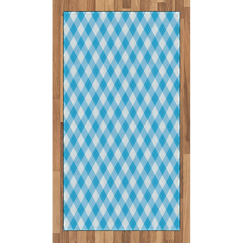 Checkered High Density Long Fiber Poly Threads Decorative Area Rug Carpet, Rectangle 2'7" x 5'