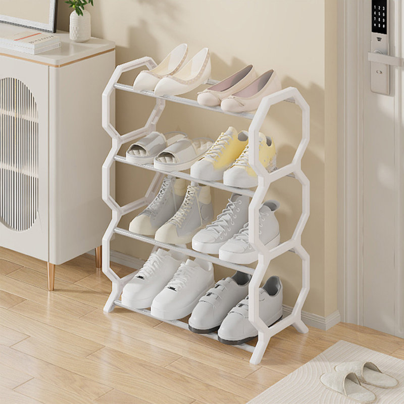Shoe Rack Shoe Rack Storage Organizer With 4 Tiers Metal Shelves For Bedroom Closet Entry Dorm Room, White