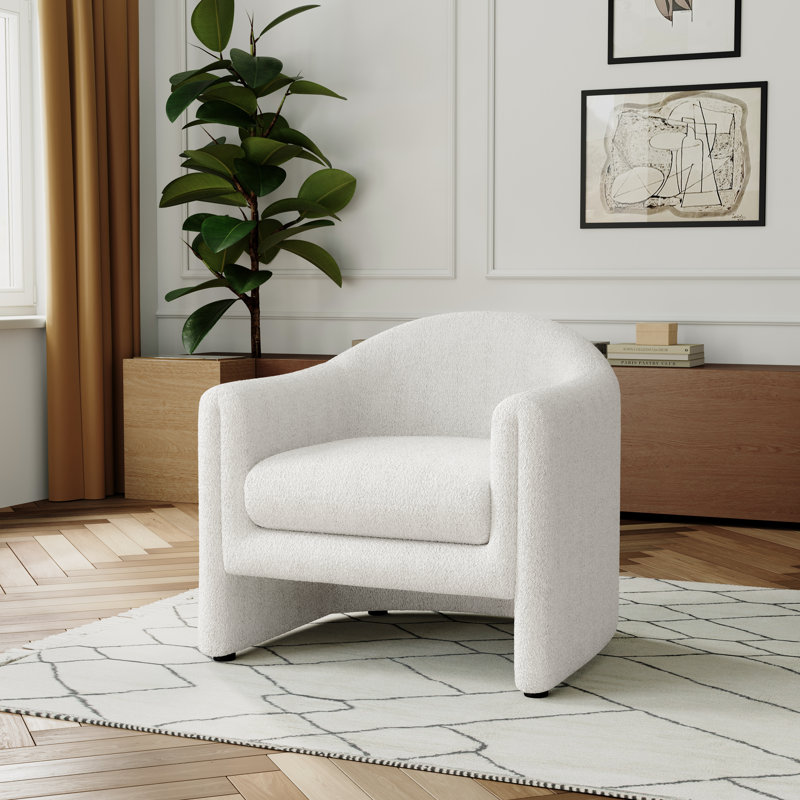 Esly 82Cm Wide Barrel Chair, White Teddy