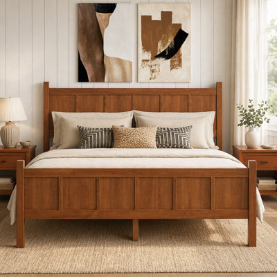 Wooden Bed with Headboard and Footboard, Platform Bed for Bedroom