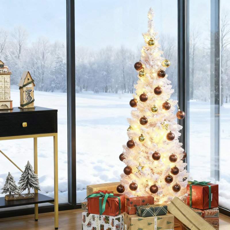 Arbre de Noël 6 pi avec crayon, H 6 pi, Rose
