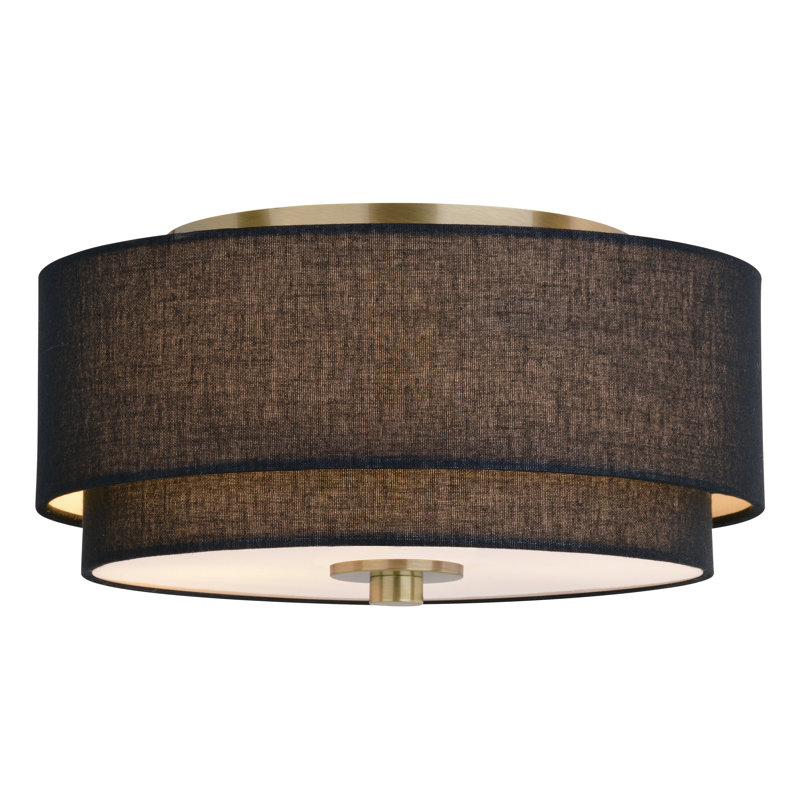  Michellemarie Mid-Century Modern Drum Semi Flush Mount Ceiling Light, 6.75" H x 13" W x 13" D