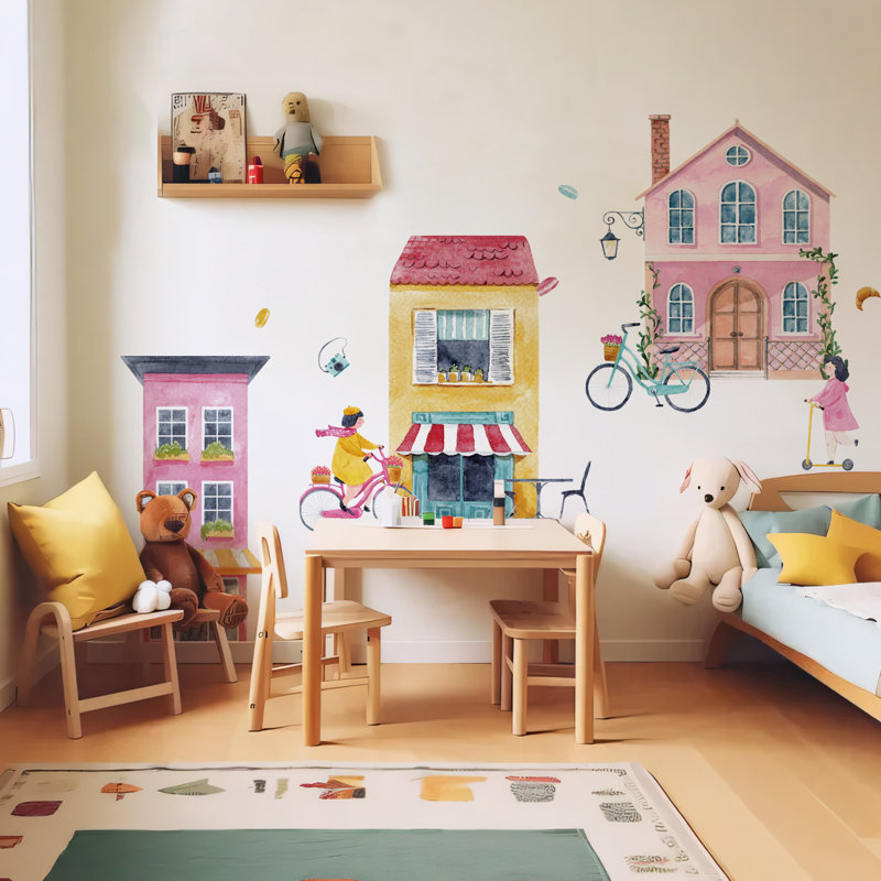Pink Cityscape Wall Decal