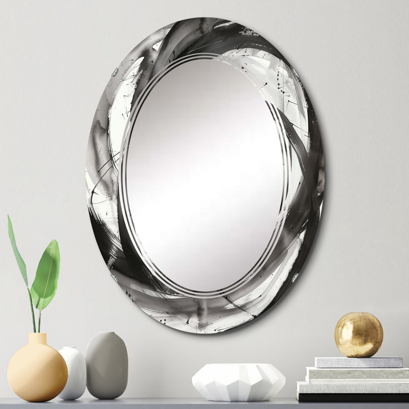 Black and White Minimalistic - Abstract Wall Mirror, 20" W x 30" H