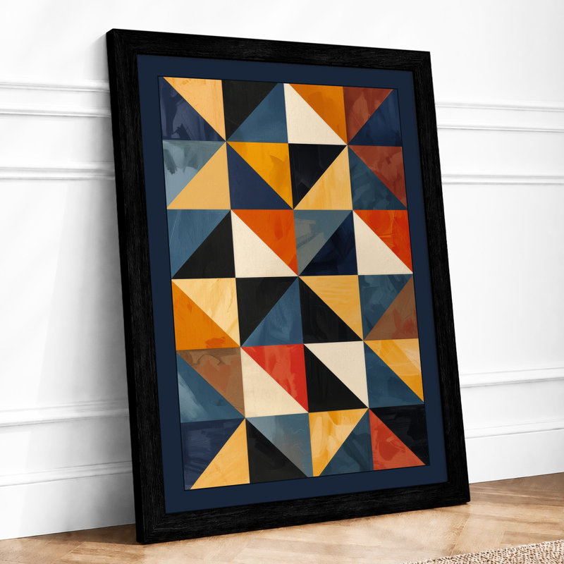 Pinwheel Pattern Geometric - Framed Print, Black, A4 - 29.7 x 21.0 cm