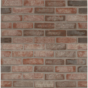ArtisanBrik 10.5" x 28" Textured Clay Brick Mesh-Mounted Mosaic Floor & Wall Tile