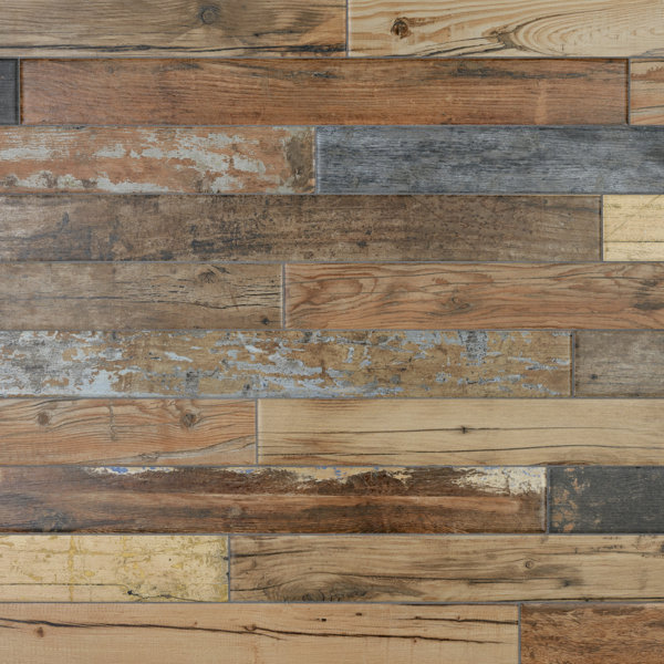 Melvin Color 2-7/8" x 26-1/2" Porcelain Wood Look Subway Wall & Floor Tile