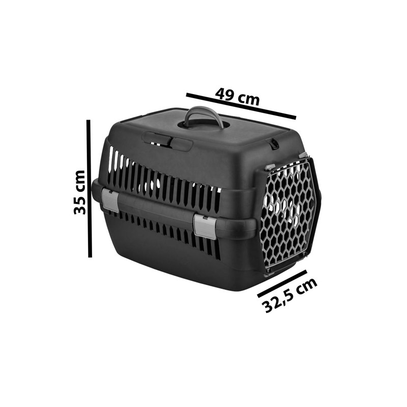 Boîte de transport pour animaux, Noir / Rouge, H 21,65 po x l 15,35 po x P 21,65 po