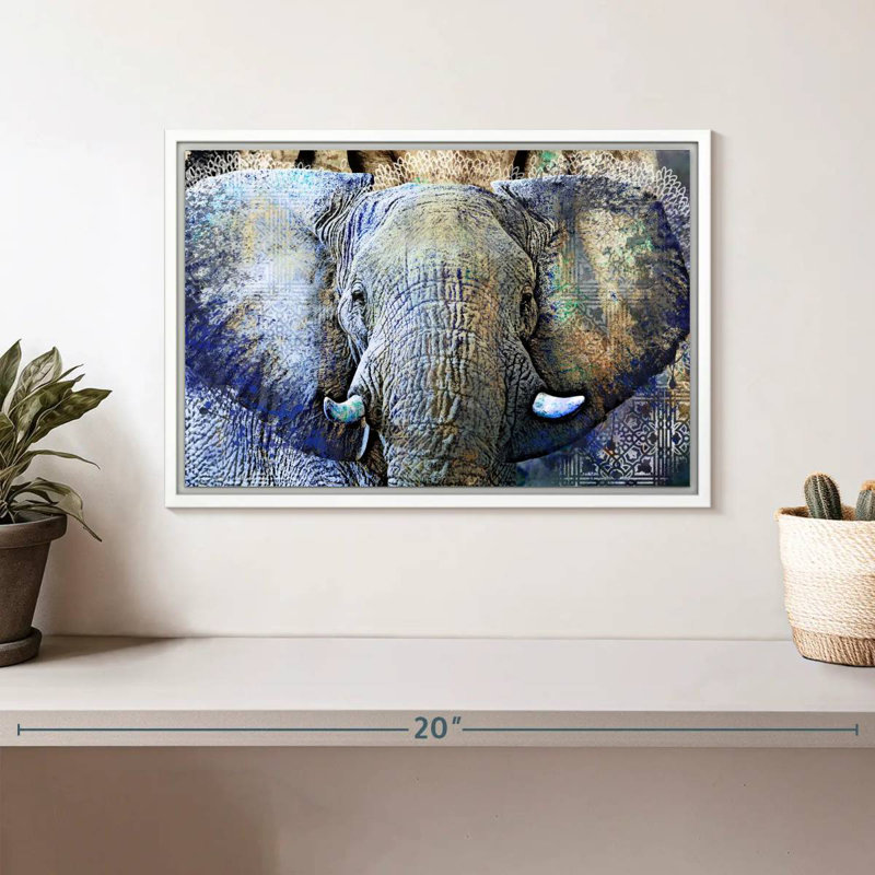 Elephant Tree, 13" X 9", Floating Frame White