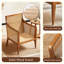 Chaise d'appoint rembourrée 24 po avec pieds en bois et accoudoirs en rotin, fauteuil de style Mid-Century pour une chambre ou un salon-603120205