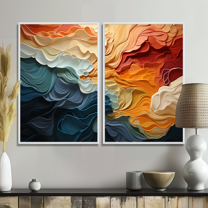 Biomorphism Organic Forms V - Modern Wall Art, 36" H x 48" W, Floater Framed Print, White