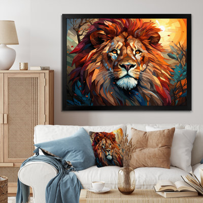 Lion Regal King Geometric On Canvas Print