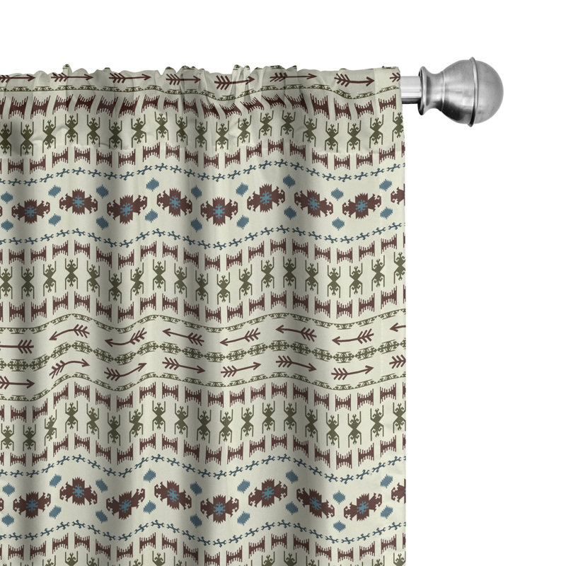 Tribal Geometric Semi-Sheer Rod Pocket Curtain Panels, 28" x 95"