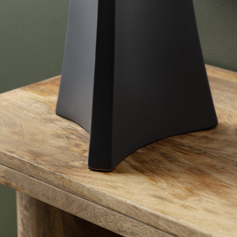 Lampe de table en céramique noire de 82,5 cm de hauteur avec abat-jour Empire en lin naturel