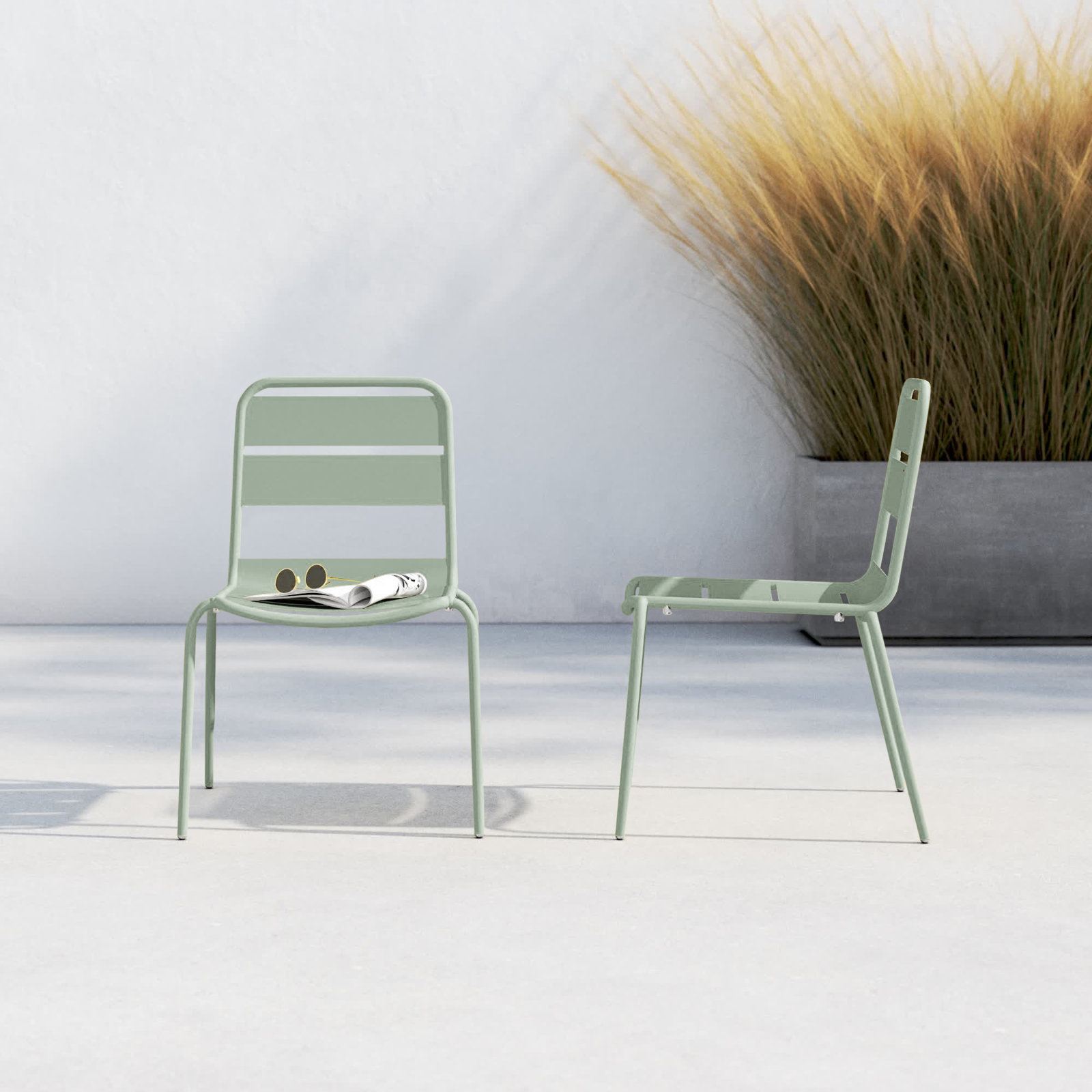 Kapri Stackable Patio Side Chair, Sage