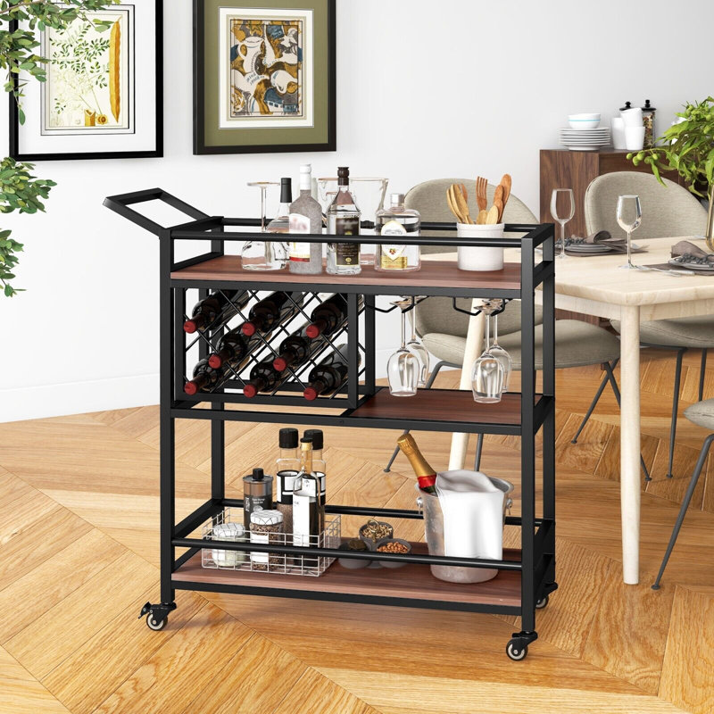 Ambar Metal Bar Cart, Brown