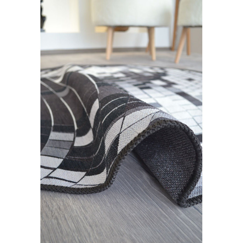 Tapis rond lavable à la machine Disco, Sous-tapis rond 4 pi 11 po inclus