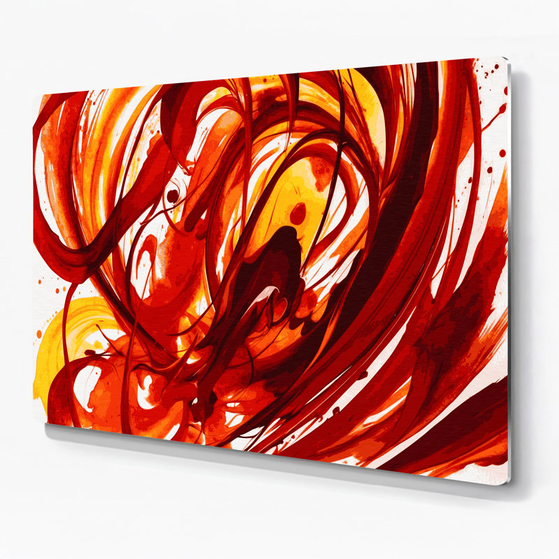 Aquarelle abstraite, art mural en métal rouge 8, H 20 po x l 24 po