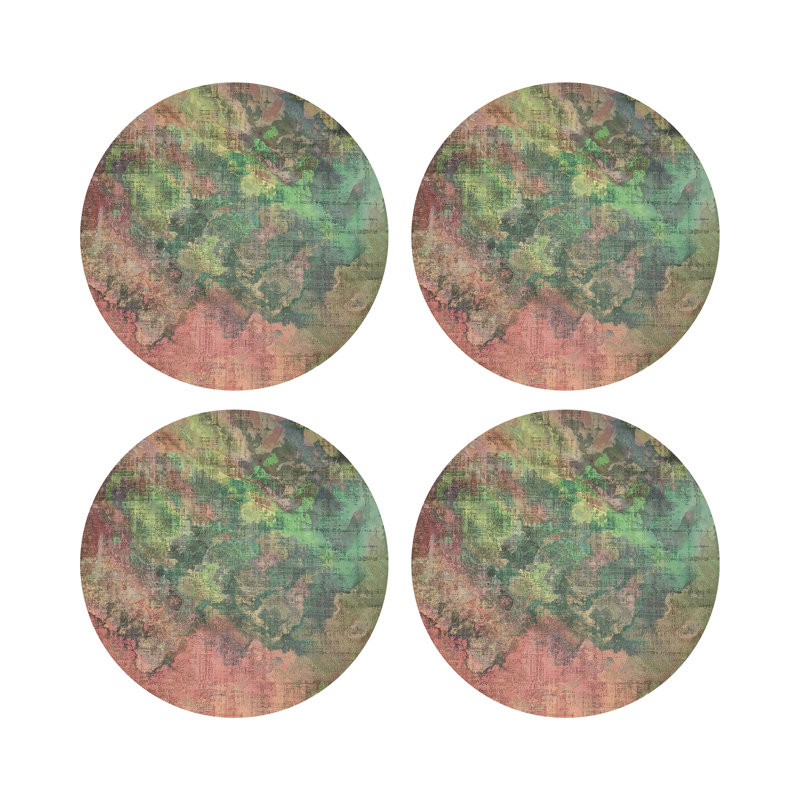 Watercolor Darling Vegan Leather Round Coasters