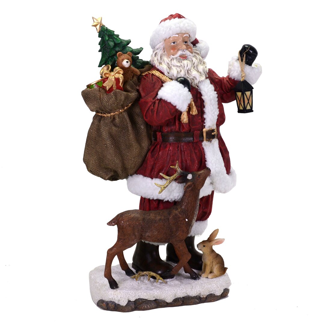 Figur Weihnachtsmann mit Rentier