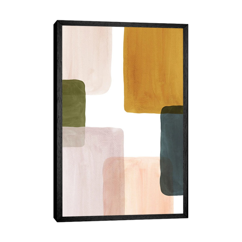 Colours Blocks Art I by Whales Way - Painting on Canvas, Black Framed, 152.4cm H x 101.6cm W x 3.81cm D