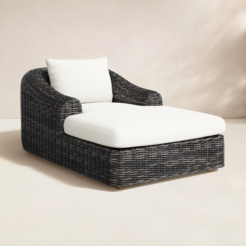 Roshina Outdoor Teak Wood Chaise Lounge , Cushion Included, Chunky Charcoal