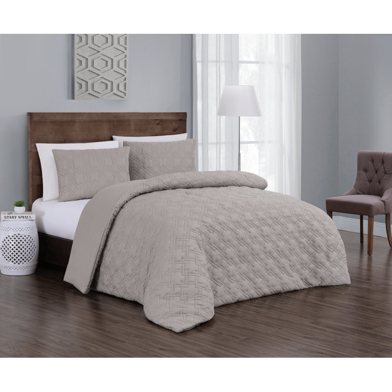  Ensemble d'édredon, Édredon pour grand lit + 2 taies décoratives sta, Taupe