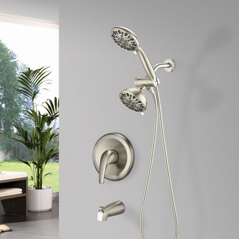 Système de douche avec bec de douche, robinet de douche à double pression 2 en 1 avec valve