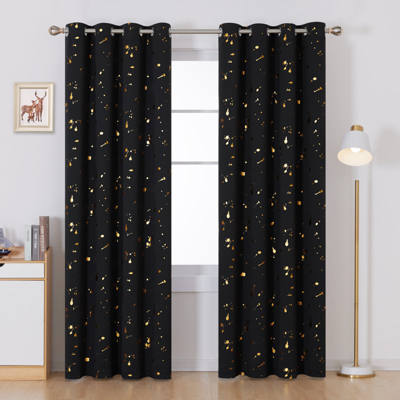 Girlie Room Darkening Curtain Panel Pair, Black, 52" W x 95" L