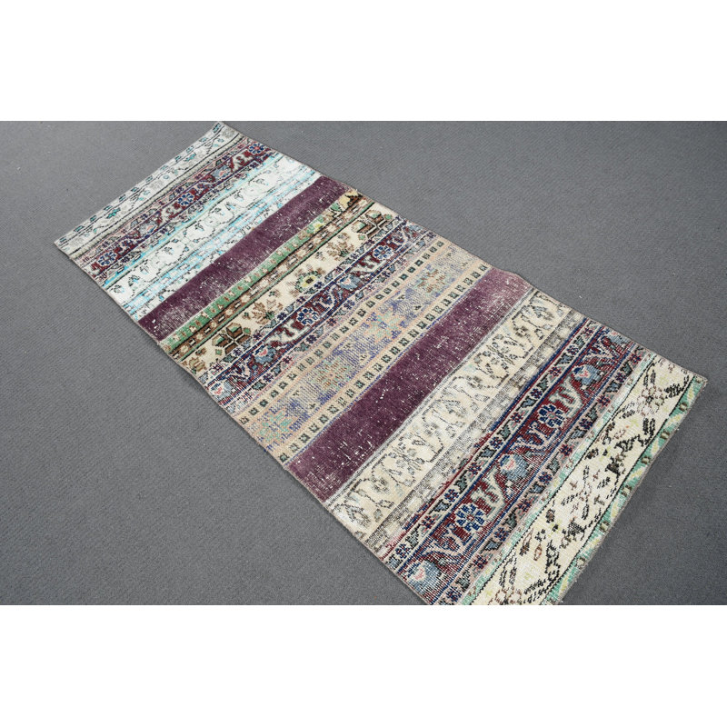 Vintage Turkish Patchwork Accent Rug - Antique Oushak Wool for Salon or Entryway Green