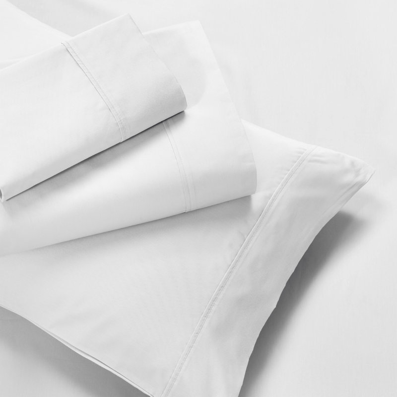 Superior 600 Thread Count Cotton Blend Solid Deep Pocket Bed Sheet Set, Queen Sheet Set, White